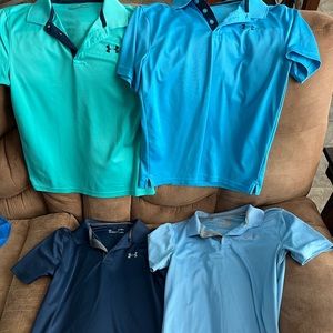 Set of four youth large under armour polo shirts